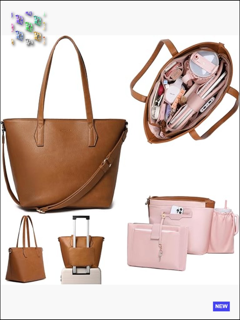 16" Laptop Tote Bag Vegan Leather Work Bag With Cupholder Rfid Trolley Sleeve